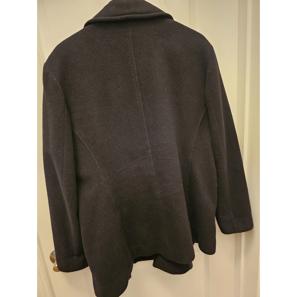 AK Anne Klein Coat Womens L Black Peacoat Wool Blend Double Breasted Lined - Picture 10 of 10